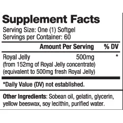 Royal Jelly 500mg - Пчелно Млечице, Разфасовка 60 sgels - Biovea