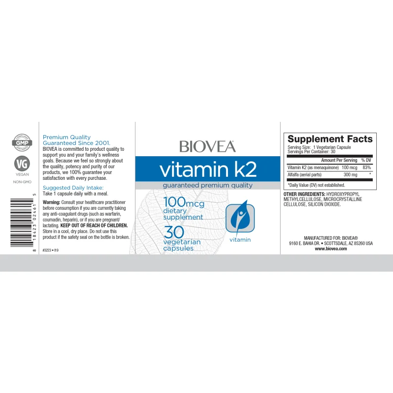 Vitamin K-2 100mcg - Витамин К-2 - Biovea