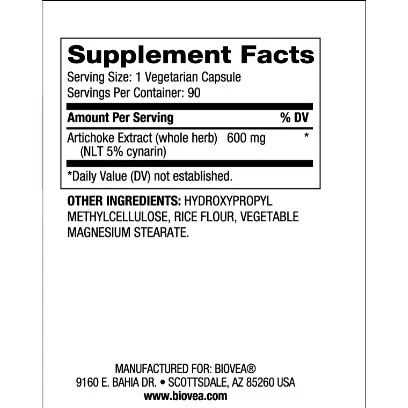 Artichoke Extract 600mg - Артишок, Разфасовка 90 caps - Biovea