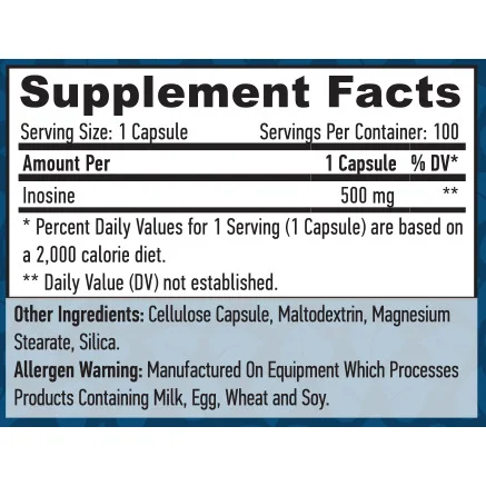 Inosine 500 mg / 100 Vcaps - Haya Labs