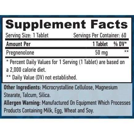 Pregnenolone 50 mg / 60 Tabs - Haya Labs