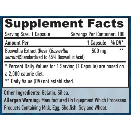 Boswellia Extract 500 mg / 100 Caps - Haya Labs