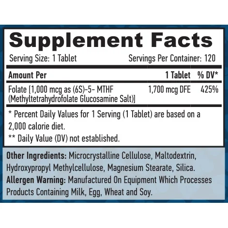 Methyl Folate 1000 mcg / 120 Тabs - Haya Labs