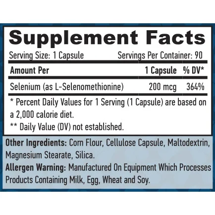 Selenium / Chelated - Yeast Free/ 200 mcg / 90 Caps - Haya Labs