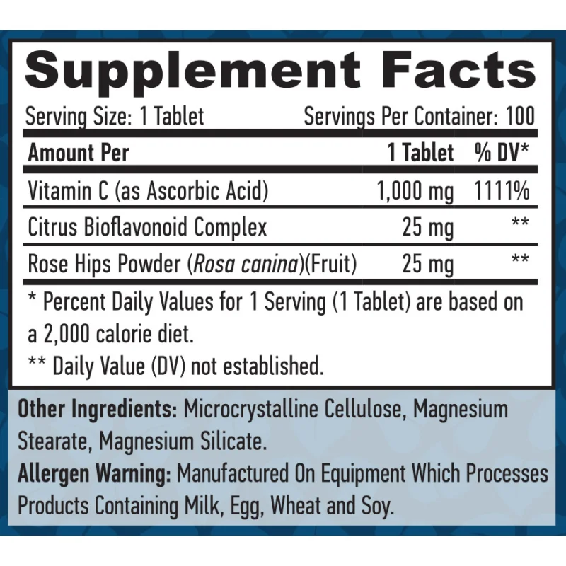 Vitamin C with Bioflavonoids and Rose Hips 1000 mg / 100 Tabs (100 дози) - Haya Labs