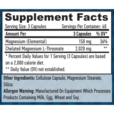 Magnesium L-Threonate / 120 Vcaps (40 дози) - Haya Labs