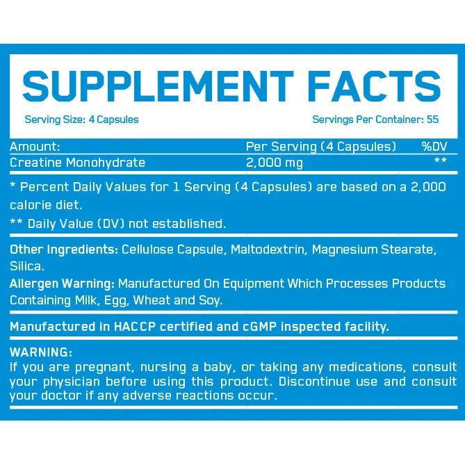 Creatine Monohydrate / 220 Caps / 200g - Everbuild