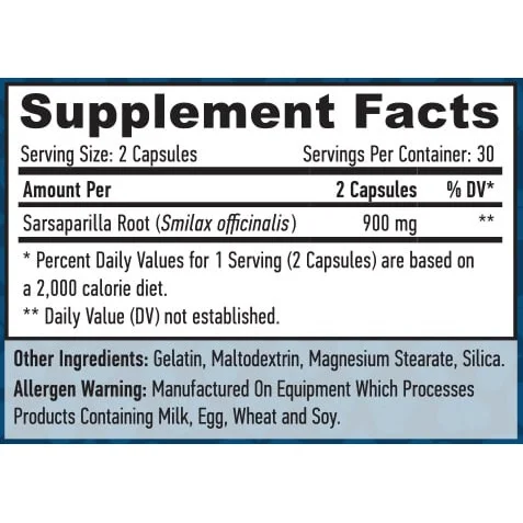 Sarsaparilla Root 450 mg / 60 Caps - Haya Labs