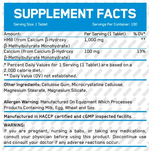 HMB 1000 mg / 100 Tabs (100 дози) - Everbuild