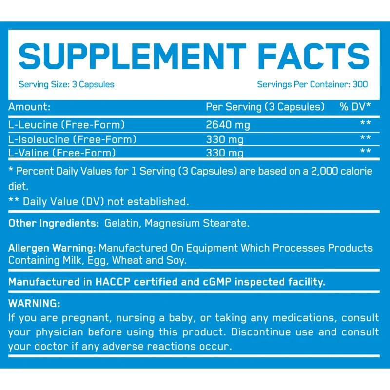 BCAA Mega Caps 1100 mg / 60 x 15 Caps (300 дози) - Everbuild