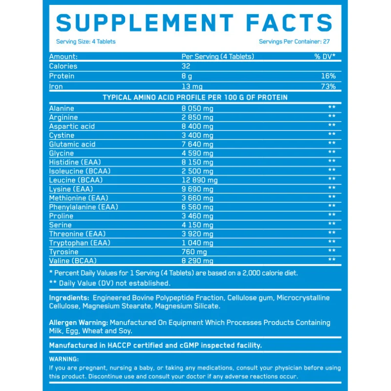 Cryo Beef Amino 8000 mg / 110 Tabs (27 дози) / 100g - Everbuild