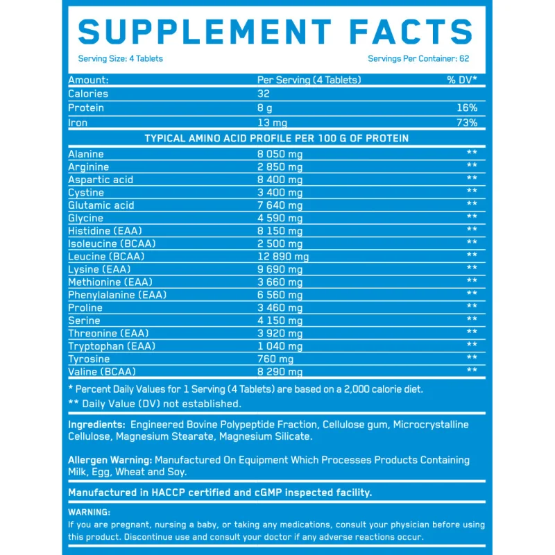 Cryo Beef Amino 8000 mg / 250 Tabs (62 дози) / 230g - Everbuild