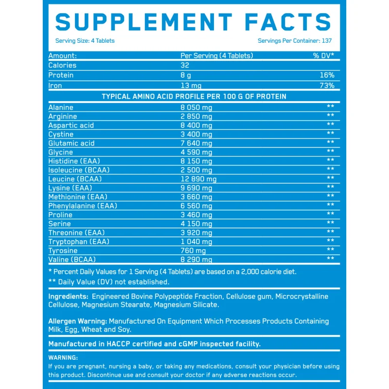 Cryo Beef Amino 8000 mg / 550 Tabs (137 дози) / 500g - Everbuild