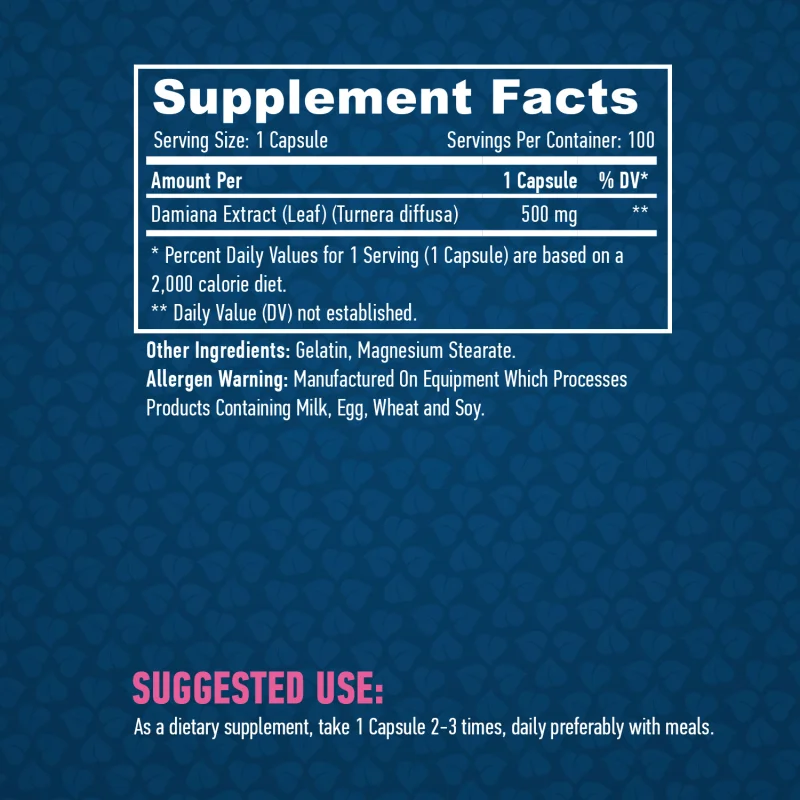 Damiana Leaf Extract / 100 Caps - Haya Labs