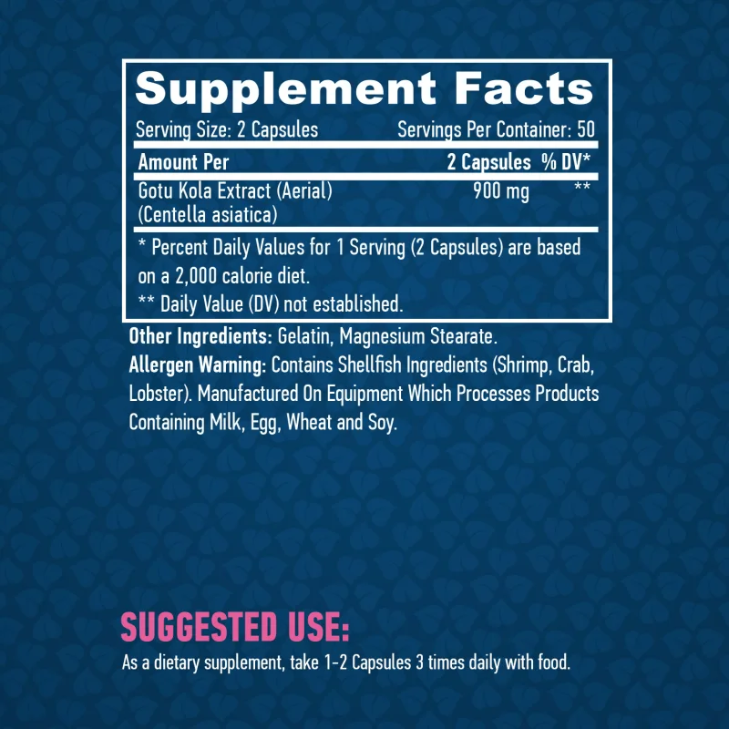 Gotu Kola Extract / 100 Caps - Haya Labs