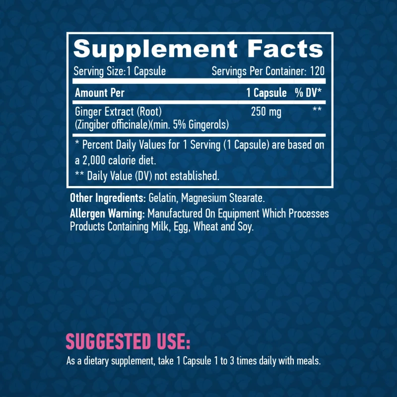 Ginger 250 mg / 120 Vcaps - Haya Labs