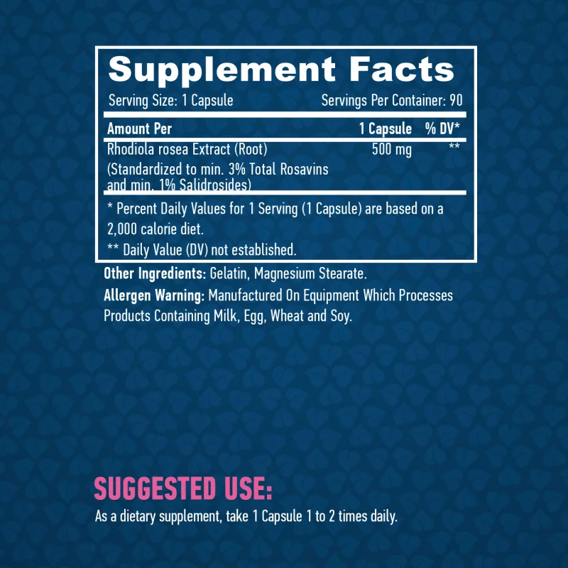 Rhodiola Rosea Extract 500 mg / 90 Caps - Haya Labs