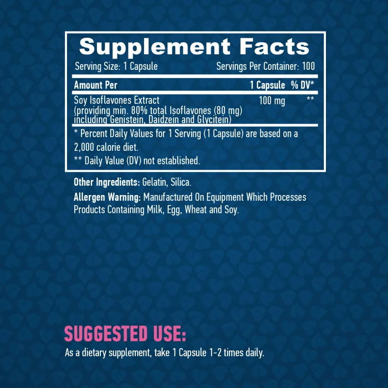 Soy Isoflavones 80% Extract NON-GMO 100 mg / 100 Caps - Haya Labs