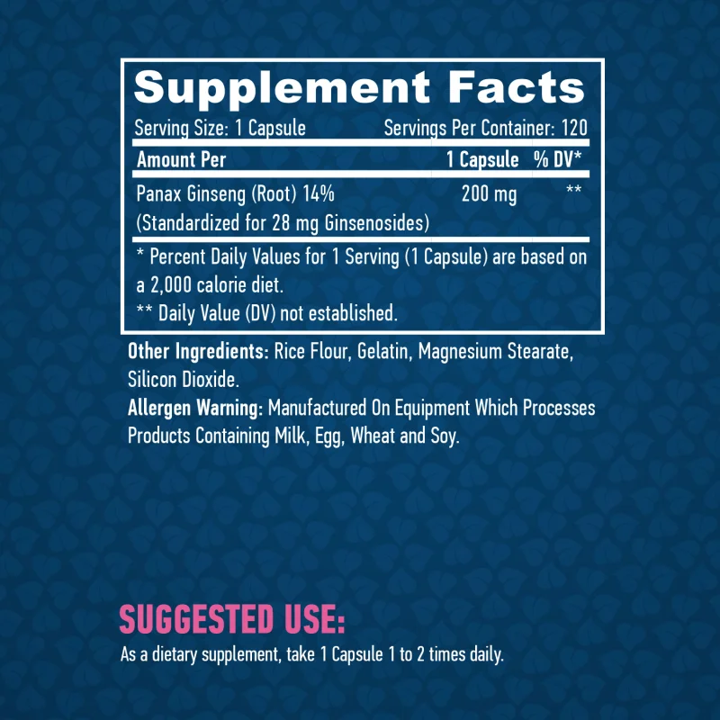Panax Ginseng 200 mg / 120 Caps - Haya Labs