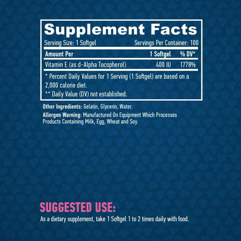 Vitamin E 400 IU / 100 Softgels - Haya Labs