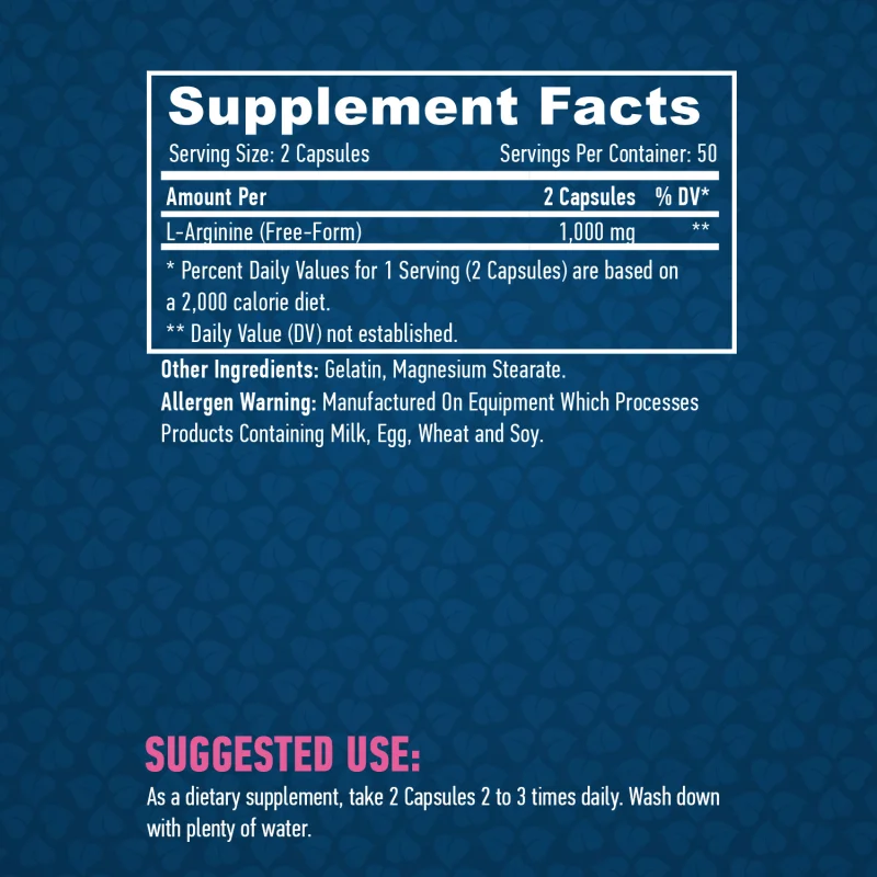 L-Arginine 500 mg / 100 Caps - Haya Labs