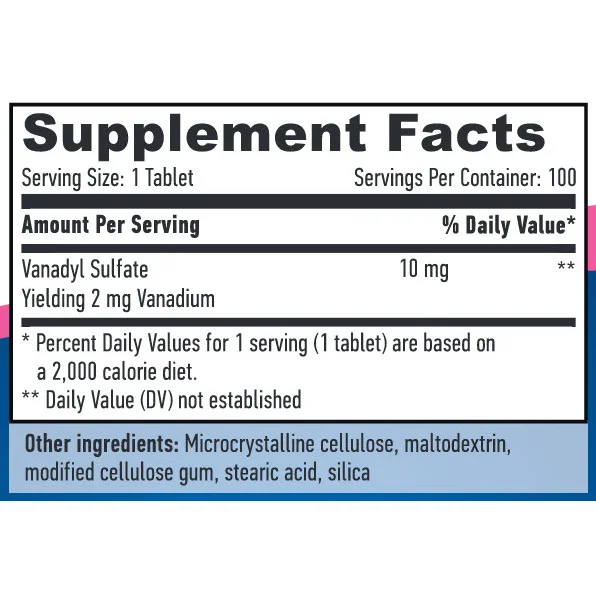 Vanadyl Sulfate 10 mg / 100 Tabs - Haya Labs