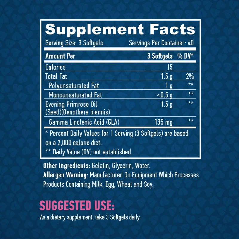 Evening Primrose Oil / Cold Pressed / 500 mg / 120 Softgels - Haya Labs