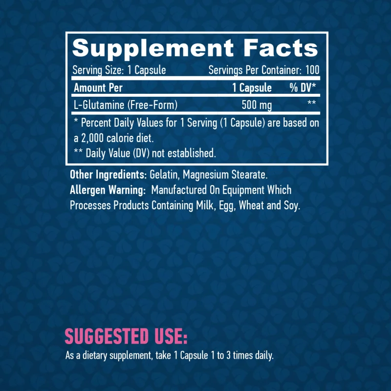 L-Glutamine 500 mg / 100 Caps - Haya Labs