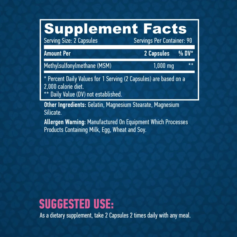 MSM 500 mg / 180 Caps - Haya Labs