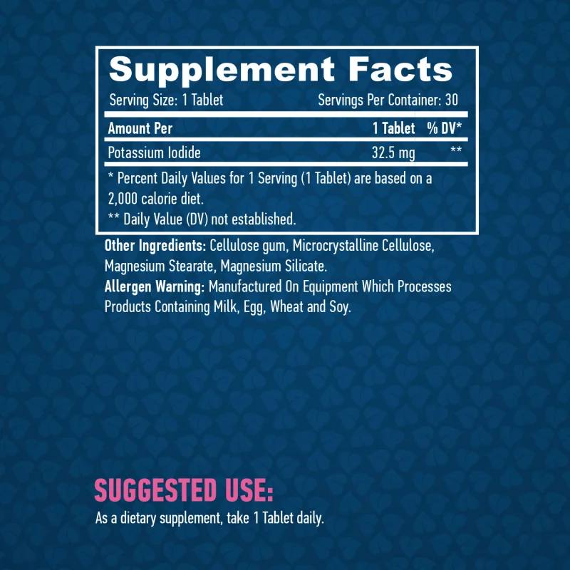 Potassium Iodide 32.5 mg / 30 Tabs - Haya Labs