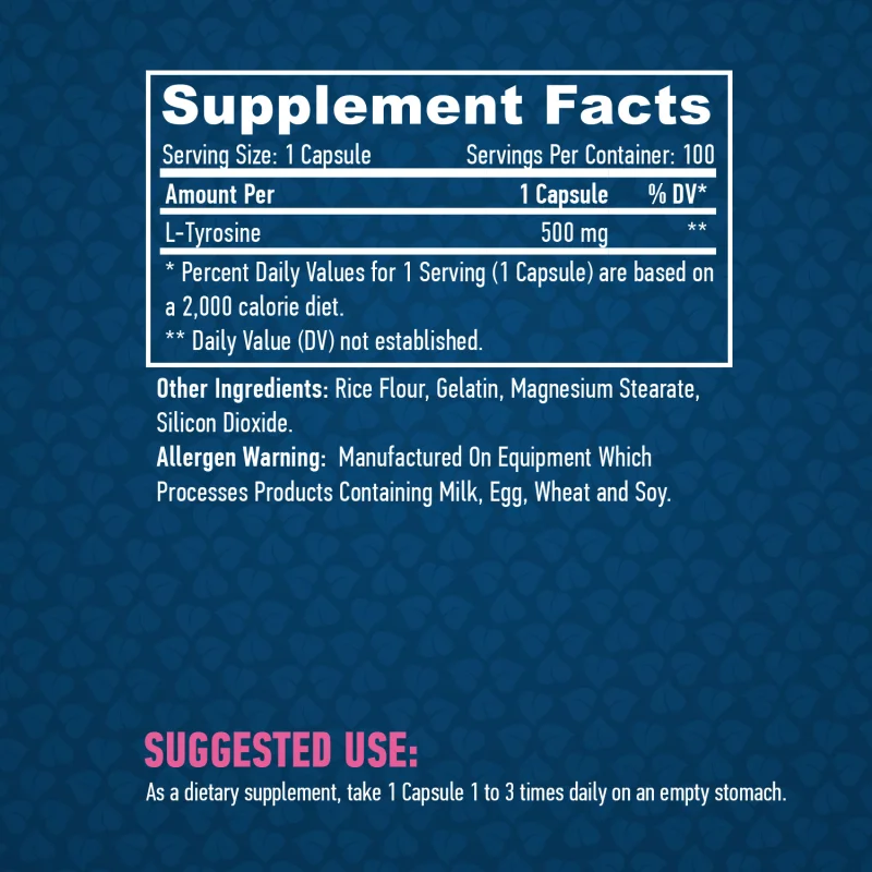 L-Tyrosine 500 mg / 100 Caps - Haya Labs