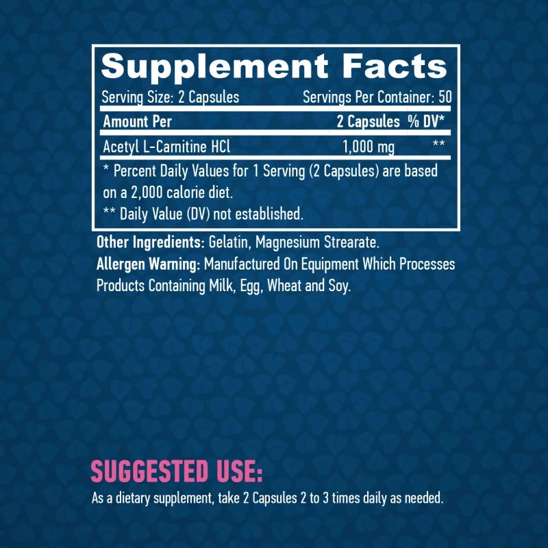 Acetyl L-Carnitine 1000 mg / 100 Caps - Haya Labs