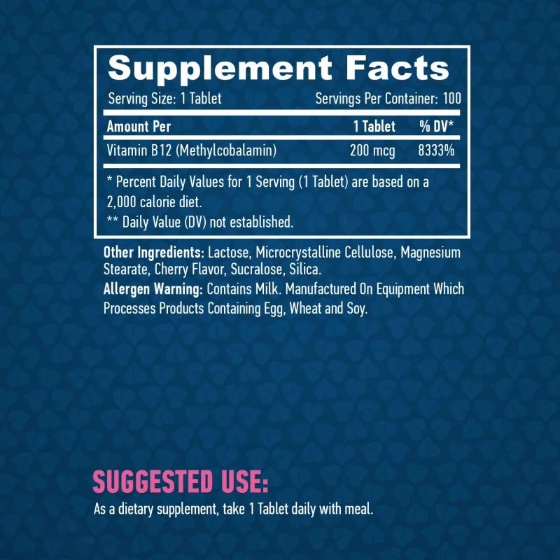 Methyl B-12 200 mcg / 100 Tabs - Haya Labs