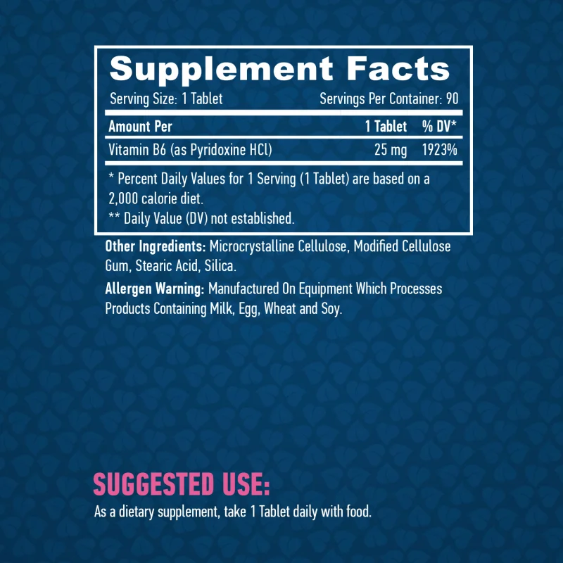 Vitamin B6 25 mg / 90 Tabs - Haya Labs