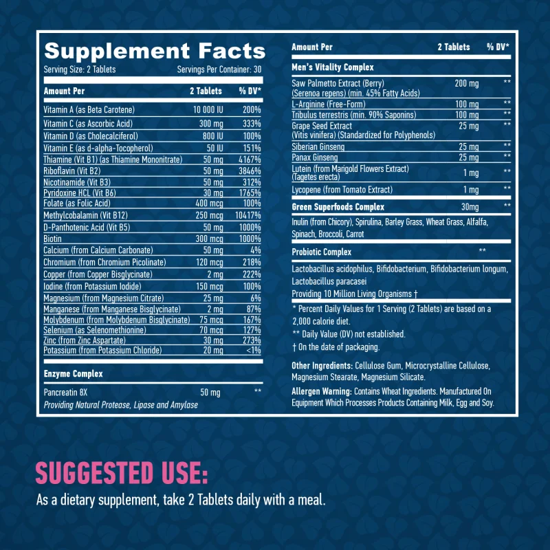 Food Based Men's Multi / 60 Tabs - Haya Labs