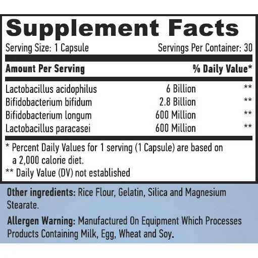 10 Billion Acidophilus & Bifidus Probiotic Complex / 30 Caps / 30g - Haya Labs