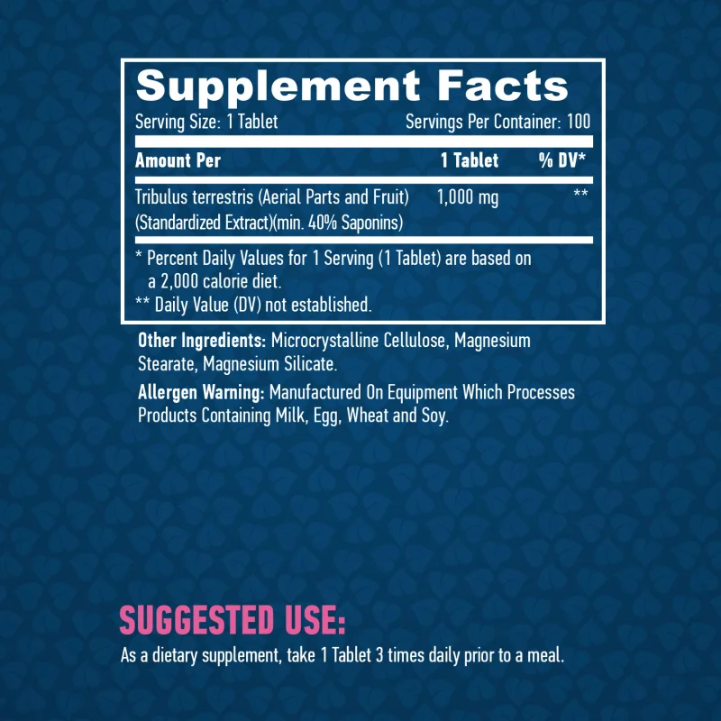 Tribulus Terrestris 1000 mg / 100 Tabs / 100g - Haya Labs