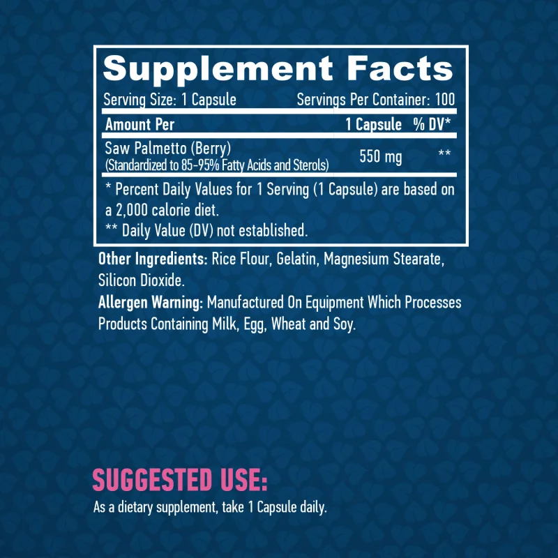 Saw Palmetto 550 mg / 100 Caps - Haya Labs
