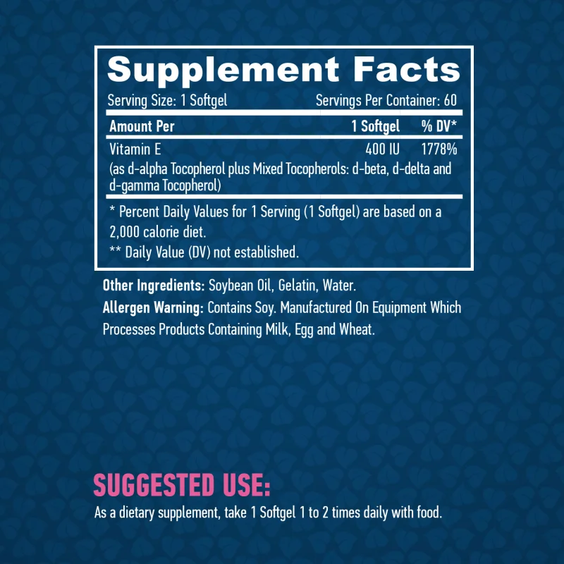 Vitamin E Mixed Tocopherols 400 IU / 60 Softgels - Haya Labs