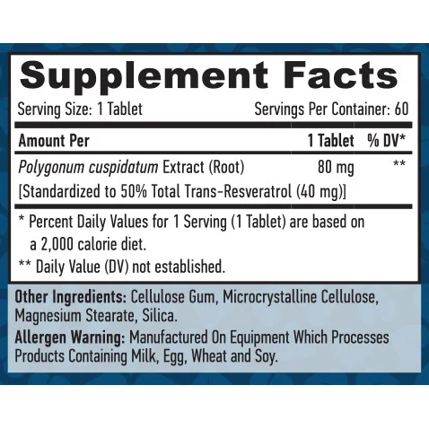 Resveratrol 40 mg / 60 Tabs - Haya Labs
