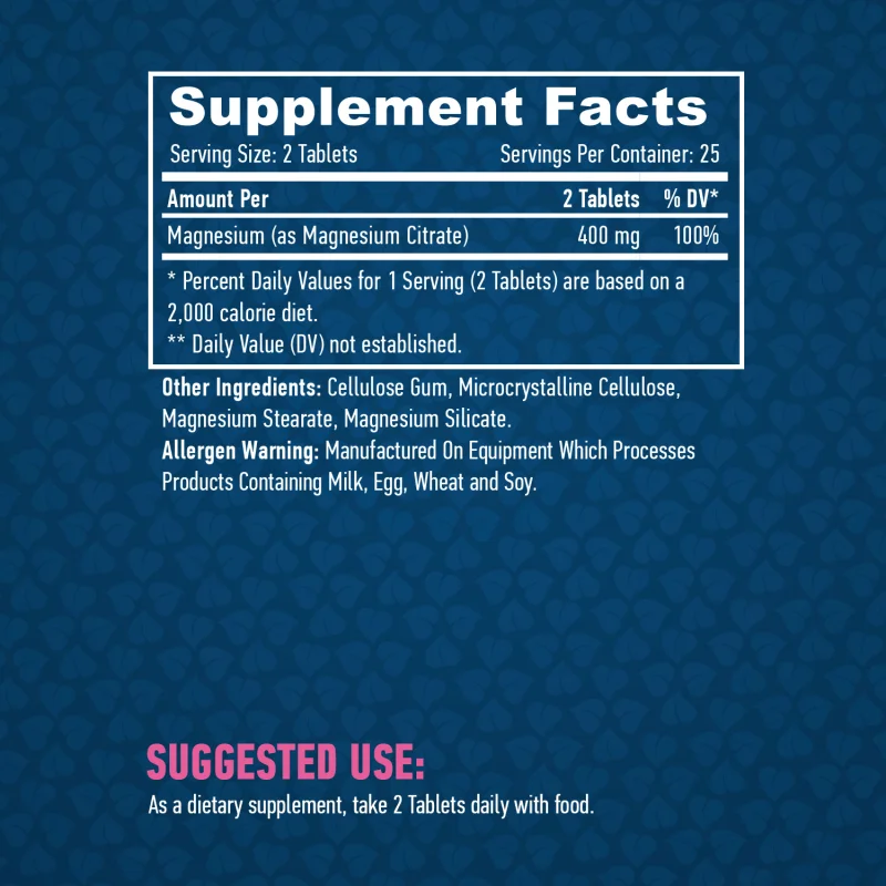 Magnesium Citrate 200 mg / 50 Tabs / 50g - Haya Labs
