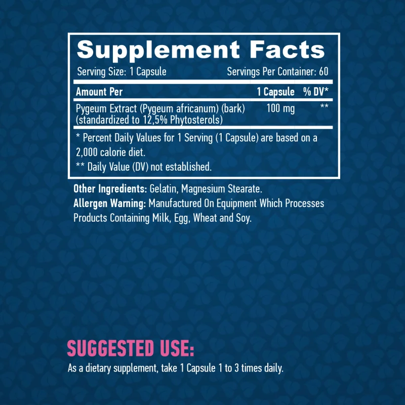 Pygeum for Men 100 mg / 60 Caps - Haya Labs