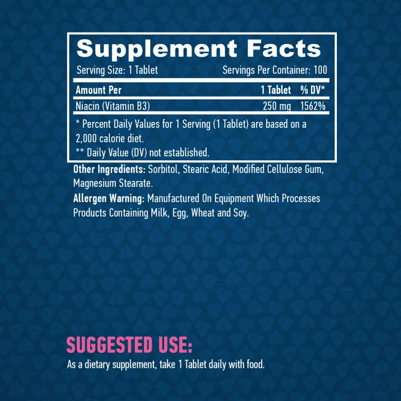 Niacin /Time Release/ 250 mg / 100 Tabs - Haya Labs