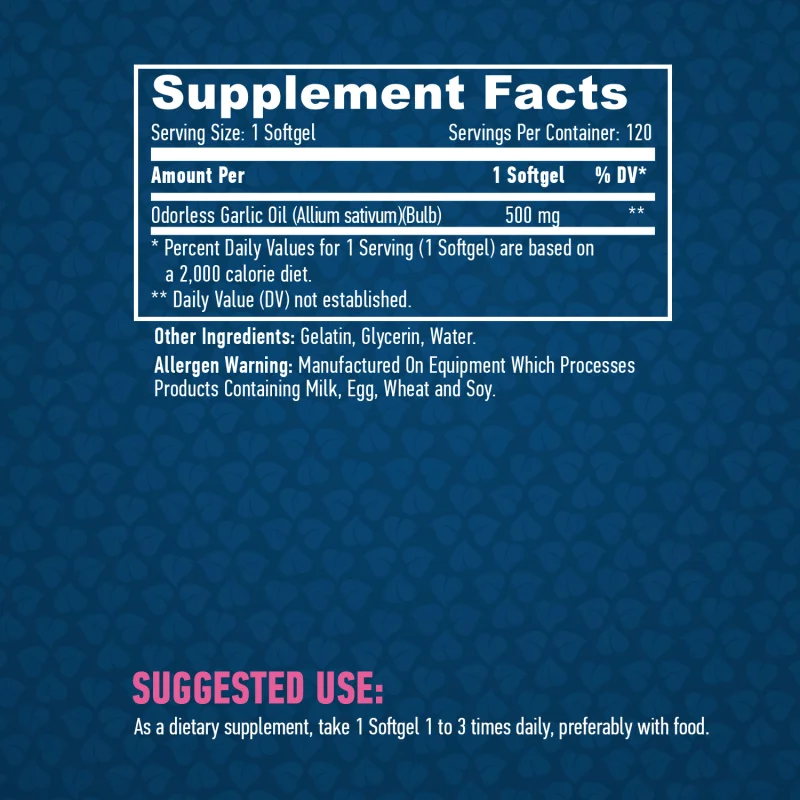 Odorless Garlic 500 mg / 120 Softgels - Haya Labs