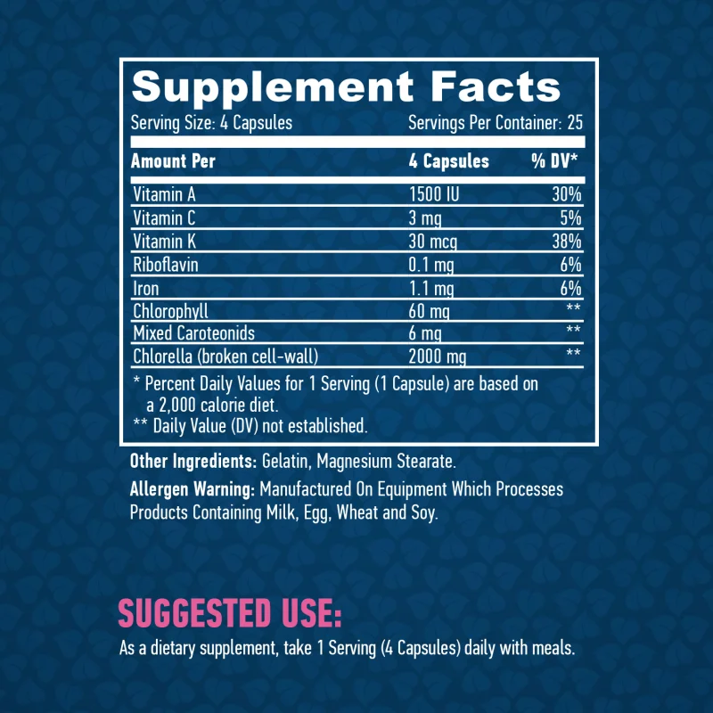 Broken Cell Wall Chlorella 500 mg / 100 Caps - Haya Labs