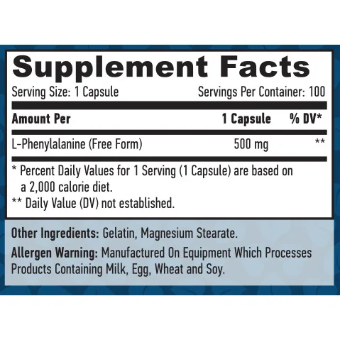 L-Phenylalanine 500 mg / 100 Caps - Haya Labs