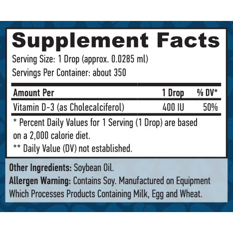 Liquid Vitamin D3 400 IU / 10 ml - Haya Labs