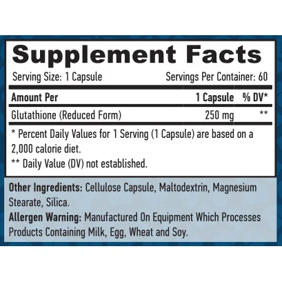 Glutathione 250 mg / 60 Vcaps - Haya Labs