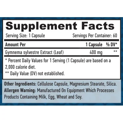 Gymnema Sylvestre Leaf 400 mg / 60 Vcaps - Haya Labs