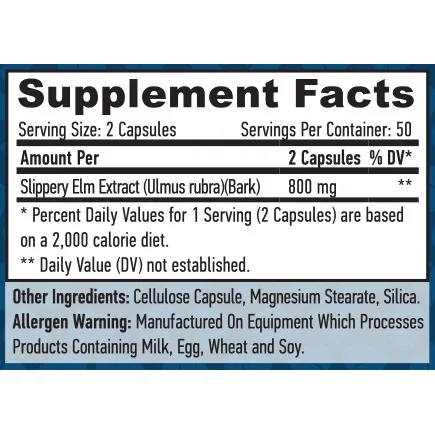 Slippery Elm 400 mg / 100 Vcaps - Haya Labs